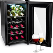 alpina Vinoteca - 230V - 18 Botellas/50L - Temperatura Regulable de 11°C a 22°C - Puerta de Cristal e Iluminación Interior - Poco o nulo ruido - Negro