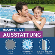 Set de piscina con estructura Power Steel de Bestway, ovalada, con bomba de filtrado, 305 x 200 x 84 cm, gris, 5614A