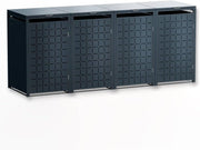 Cubo para basura Metzler para 4 contenedores de 240L, color antracita con patrón cuadrado, revestimiento metálico para 4 cubos con cierre, cuatro contenedores con recubrimiento en polvo y resistentes a la intemperie con tapa automática | Geo