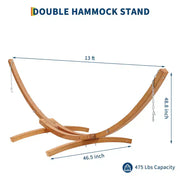 Soporte para hamaca, soporte universal resistente de madera para exteriores, resistente a la intemperie, capacidad de 475 libras, curvado para patio, jardín, interior