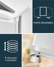Mini frigorífico Upstreman de 46 L con congelador, termostato ajustable, ahorro de energía, silencioso, frigorífico superior con puerta reversible, minibar para dormitorio, oficina, hotel, blanco-FR17