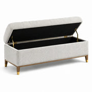 Banco de almacenamiento de poliéster con patas de metal 120 cm x 40 cm x 45 cm beige