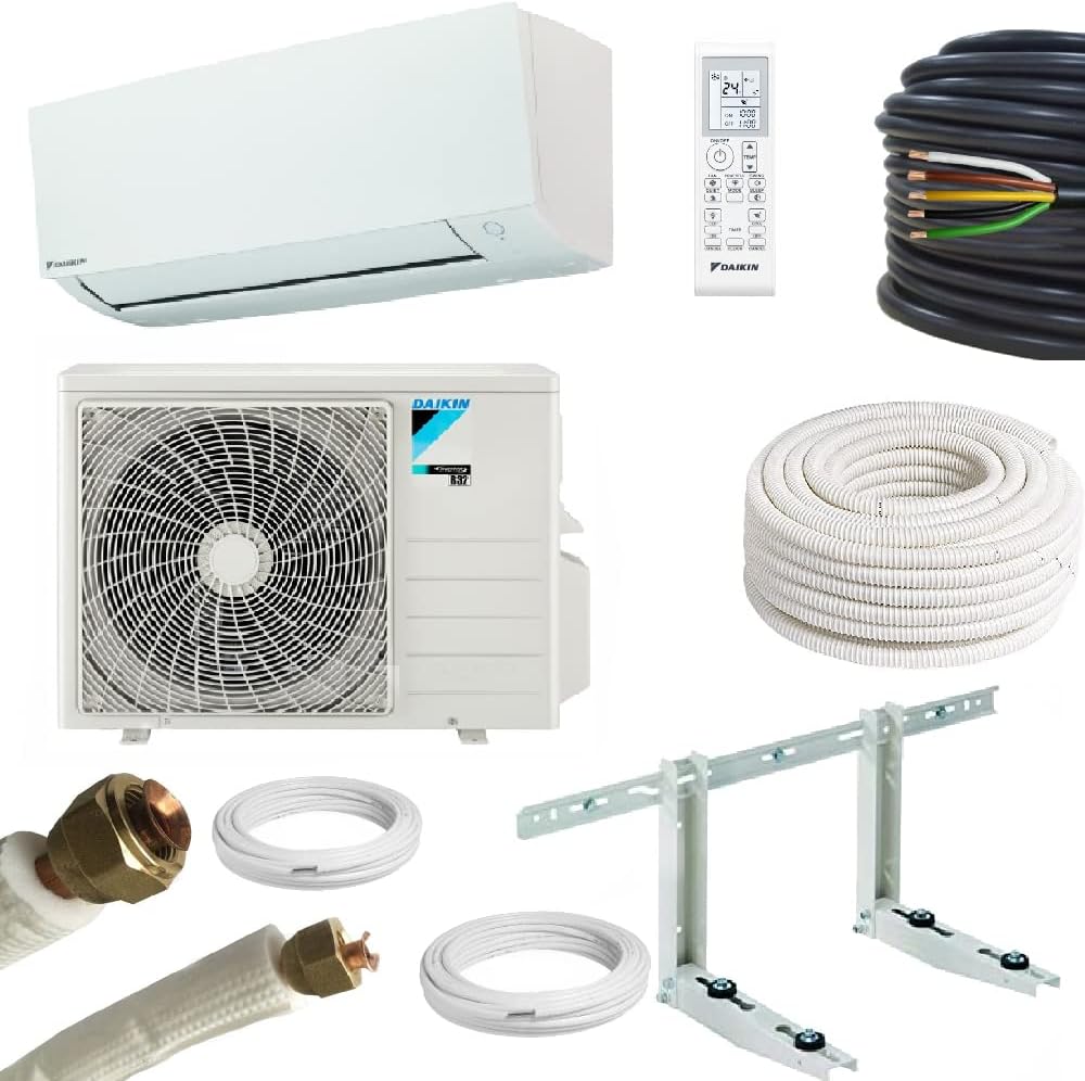 Daikin con kit de instalación de 5 metros – 12000 BTU – 3.5 kW Sensira FTXC35 RXC35, A++, aire acondicionado reversible tipo split mural fijo