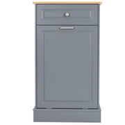 Mueble de cocina para basura con frente abatible, encimera de madera y cajón organizador