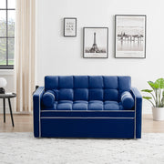 Sofá cama de 2 plazas de terciopelo de 55" con cama extraíble, respaldo ajustable, bolsillos laterales y soporte para teléfono