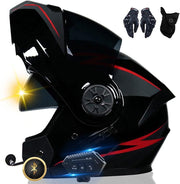 Casco de moto Bluetooth, casco integral con intercomunicador Bluetooth para 2 pilotos, aprobado por DOT/ECE, ligero, con doble visera, casco modular para adultos hombres y mujeres S~XL