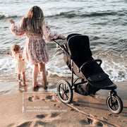 Cochecito Kinderkraft HELSI 2 hasta 27 kg, cochecito desde el nacimiento, cochecito deportivo con grandes ruedas neumáticas, función de reclinado, manillar ajustable, plegable, cesta inferior, negro