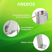 Extractor de miel manual de acero inoxidable de 4 cuadros, extractor tangencial AR-HE-HS4R con tapa, accesorio de apicultura para extractor de miel