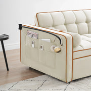Sofá cama de 2 plazas de terciopelo de 55" con cama extraíble, respaldo ajustable, bolsillos laterales y soporte para teléfono