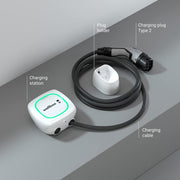 Cargador Wallbox Pulsar Plus para vehículos eléctricos - Potencia ajustable hasta 22 kW, cable de carga Tipo 2, Wi-Fi y Bluetooth, OCPP