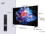 TCL 65V6C Televisor 65 Pulgadas 4K Smart TV LED, HDR, Google TV, Dolby Audio, Alexa y Google Assistant, Chromecast integrado, Motion Clarity