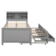 Cama tipo plataforma con nido y cajones, cama tipo plataforma con almacenamiento y USB, cama tipo plataforma de madera con estantería