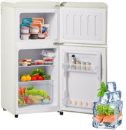 Refrigerador con congelador Merax, combinación frigorífico-congelador, frigorífico pequeño con 51L y congelador de 21L, silencioso, LED, estantes de vidrio, cajón para verduras, estantes en la puerta, para cocina, sala de estar, oficina, negro