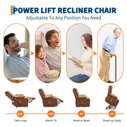 Sillón reclinable elevador eléctrico, reclinables eléctricos para ancianos con calor y masaje, asistencia para levantarse con portavasos, bolsillo lateral, para sala de estar