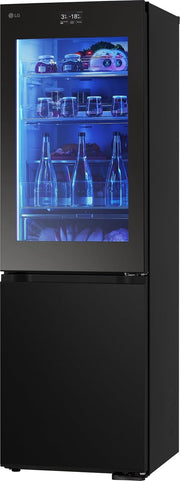 LG GBG7190CEV, Clase C, 349 L, frigorífico combinado con Instaview y LED, pantalla LCD táctil, cambio de color ajustable, Total NoFrost, DoorCooling+, 59.5 x 67.6 x 186 cm ꟷ Essence Black Steel