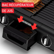 Barbacoa eléctrica Family Grill, uso interior y exterior, 2 superficies de cocción con 2 termostatos