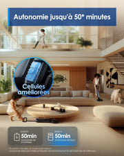 Aspiradora y fregadora Tineco Floor One S9 Artist, 22 kPa de succión, SmoothDrive 360°, diseño antienredos, 50 min de autonomía, limpieza de bordes en ambos lados, se reclina 180°, secado Flashdry a 85 °C