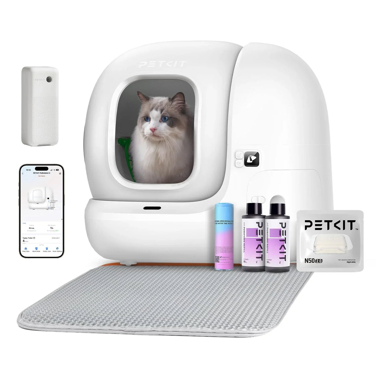 Arenero autolimpiable PETKIT Pura Max 2, 76L, eliminación de olores xSecure, control por aplicación, para varios gatos