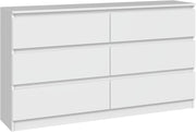 Cómoda CDF de 6 cajones, cómoda de dormitorio blanca, mueble armario de almacenamiento espacioso para salón u oficina, diseño moderno y espacioso, fácil de instalar, 40x75x138 cm, mueble para ropa