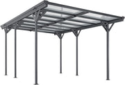 Cochera Juskys con techo plano 5x3 m - Cubierta de aluminio con placas alveolares - Refugio para coches - Montaje independiente - Gris oscuro