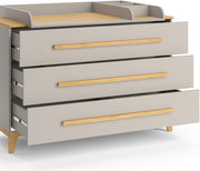 Cambiador VitaliSpa Malia, blanco/roble, 133 x 98 cm XL con 3 cajones