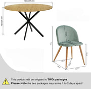 Juego de comedor con mesa y sillas, conjunto de comedor de 5 piezas, mesa de comedor redonda de 120 cm y 4 sillas de comedor de terciopelo, adecuado para cocinas, comedores y salas de estar