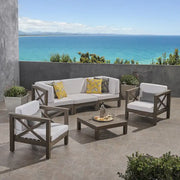 Set de conversación de 6 piezas de madera de acacia Brava Outdoor de Christopher Knight Home