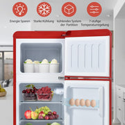 Refrigerador con congelador Merax, combinación frigorífico-congelador, frigorífico pequeño con 51L y congelador de 21L, silencioso, LED, estantes de vidrio, cajón para verduras, estantes en la puerta, para cocina, sala de estar, oficina, negro