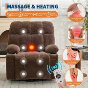 Sillón reclinable extragrande para adultos, sofá mecedor giratorio manual, bolsillos laterales y portavasos para personas altas y grandes, sala de estar