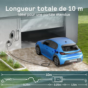 Cargador de coche eléctrico de 3,7 kW [10 m, 6/8/10/13/16 A], cable de carga para coche eléctrico tipo 2 con soporte de pared, pantalla LCD digital, compatible con E-208, Model Y, E-Tech, 500e y otros vehículos eléctricos/híbridos enchufables