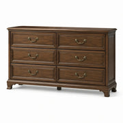 Cómoda de madera maciza con 6 cajones, marrón