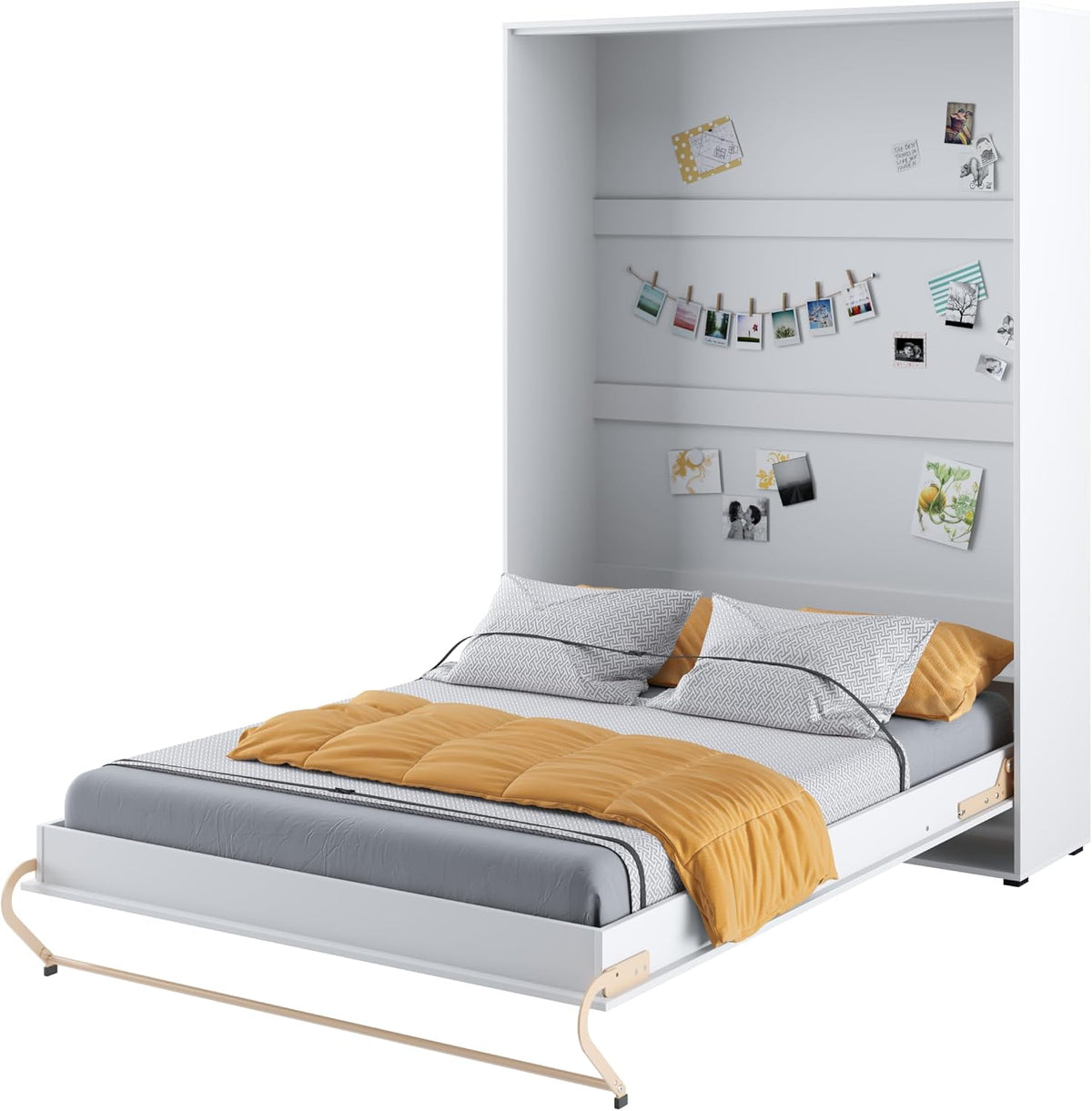 Cama abatible Homlando Lenart Concept Pro CP01 140x200 cm - Cama de pared vertical - Armario con cama abatible integrada - Cama funcional (Blanco mate)
