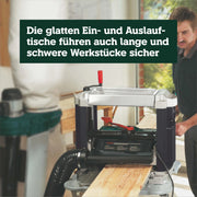 Regruesadora metabo DH 330, portátil, 1800 W, cuchillas HSS, capacidad de paso 330 x 152 mm, boquilla de aspiración, empujador de material