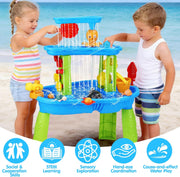 Mesa de agua para exteriores Lypsochaat para niños, juegos de agua para exteriores para niños, juguetes de actividades de verano para jardín y playa, juguete de exterior juego de agua para niños y niñas de 2 3 4 5 años azul