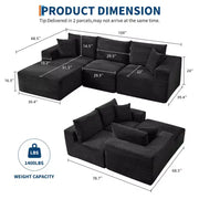 Sofá moderno de 108", sofá tapizado de 3 plazas en forma de L con cojines, sofá de asiento profundo, no requiere montaje
