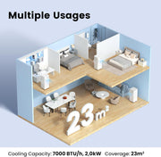 Aire acondicionado portátil Comfee Breezy Cool Pro 2.6, 9000 BTU 2,6 kW, refrigeración, ventilación y deshumidificación, control por aplicación, para habitaciones de hasta 88 m³ (33 m²), aire acondicionado móvil con tubo de escape