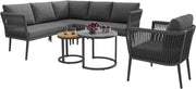 Conjunto de jardín Merax para 5-6 personas, set de muebles de jardín de ratán PE, grupo de asientos para balcón, sofá modular para exterior con mesa y set de cojines, grupo de asientos resistente a la intemperie para terraza, balcón y jardín, gris