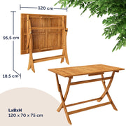 Set de muebles de jardín Casaria® resistente a la intemperie, plegable, de madera de acacia, 5 piezas, certificado FSC®, con reposabrazos, capacidad de carga de 160 kg, muebles de jardín, terraza y balcón, 120x70 cm, conjunto de muebles para 4 personas