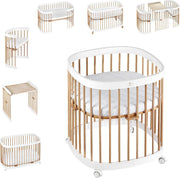 Cuna 7 en 1 tweeto®: cuna de madera evolutiva | cuna de colecho y cuna de barrotes de altura regulable | convertible en cama infantil y parque de juegos (haya natural)