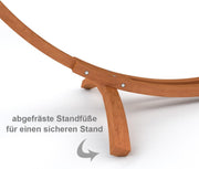 Soporte para hamaca de exterior Ampel 24 de 310 cm, madera de eucalipto resistente a la intemperie, soporte modelo Mauritius marrón sin hamaca