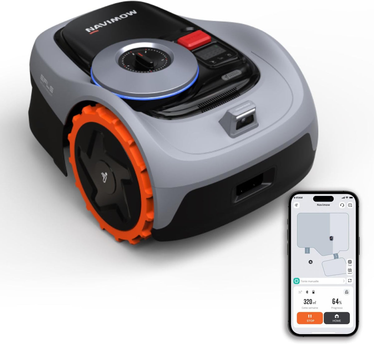 Segway Navimow i105E Robot cortacésped sin cable perimetral, recomendado para 500 m², máx. 600 m², cortacésped robótico con RTK+Visión, mapeo automático por IA, límite virtual, gestión multizona