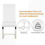 WOLTU Juego de 4 sillas de comedor, silla cantilever, silla voladiza, silla de cocina, silla tapizada, con respaldo alto, piel sintética, para comedor, mesa de comedor, cocina, sala de estar, oficina, blanco, BH378ws-4