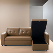Sofá seccional reversible convertible con cama extraíble, chaise longue con almacenamiento oculto y patas duraderas