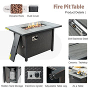 Conjunto de muebles de mimbre para patio exterior de 13 piezas XIZZI con mesa de fuego