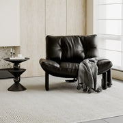 Sillón decorativo de chenilla sin brazos, tapizado, negro contemporáneo