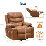 Sillón reclinable elevador eléctrico, reclinables eléctricos para ancianos con calor y masaje, asistencia para levantarse con portavasos, bolsillo lateral, para sala de estar