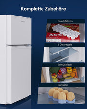 Refrigerador con congelador superior Upstreman 84L, 39dB silencioso y luz LED, refrigerador pequeño con puerta reversible, TM84 blanco