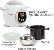 Moulinex, Cookeo Multicocina inteligente 6L, 150 recetas integradas, Cocción sin supervisión, Pantalla intuitiva, Guía de cocción, Aplicación MyMoulinex, 1600W, Blanco, 15 años de reparabilidad, CE85CA10