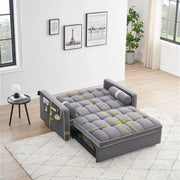 Sofá cama de 2 plazas de terciopelo de 55" con cama extraíble, respaldo ajustable, bolsillos laterales y soporte para teléfono