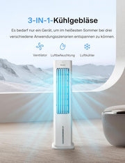 Enfriador de aire PELONIS con refrigeración por agua, aire acondicionado portátil, ventilador de 5L con refrigeración por agua, humidificador de aire con mando a distancia, 355m³/h, aire acondicionado sin tubo de escape